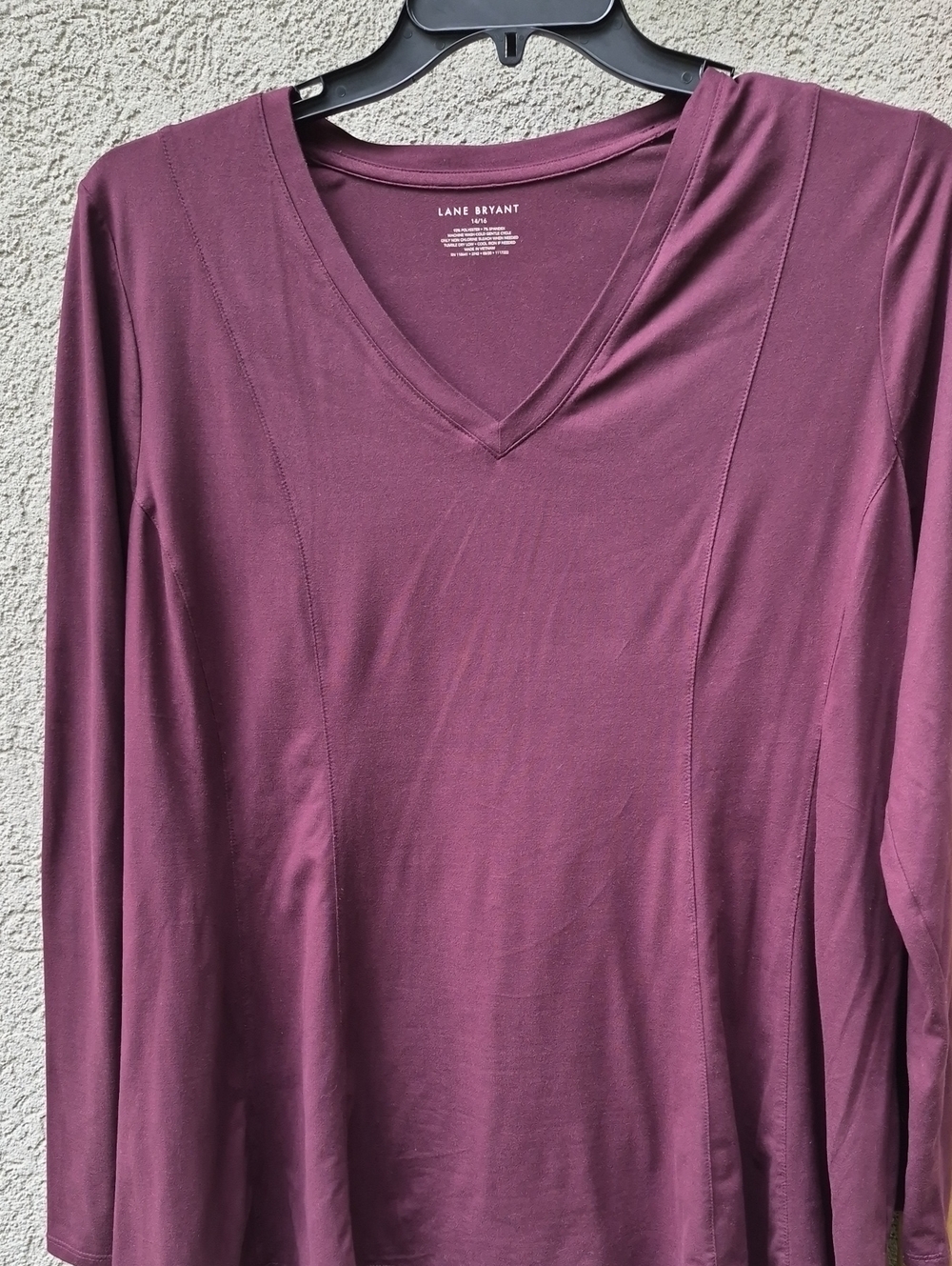 Lane Bryant Deep Plum V-Neck Long Sleeve Top